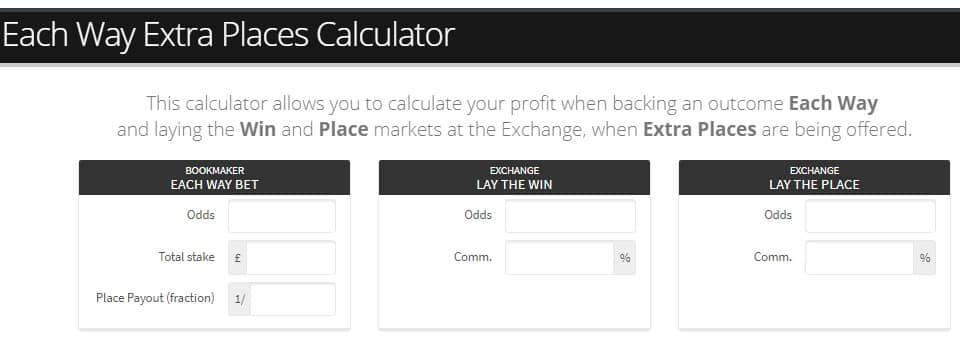 Each Way Extra Places Calculator